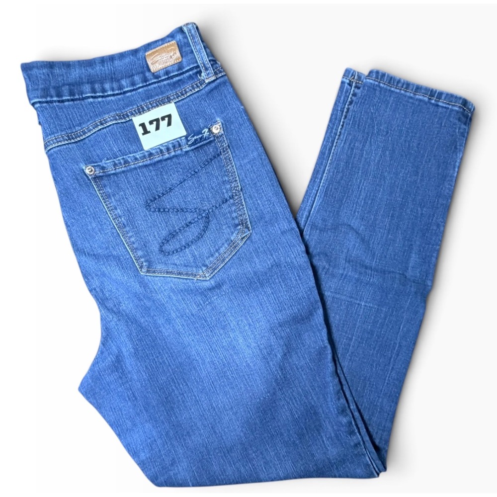 Seven7 Womens High Rise Skinny Jeans Medium Wash Blue Denim Size 14